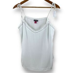 Vince‎ Camuto Women's Size M Tie Tassle Camisole Tank Top Ivory White With Lace